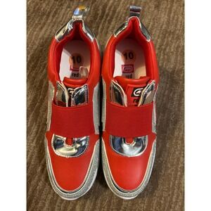 Ecko Red Sneakers‎ Slip On Red Silver Metallic Fashion Sneakers Size 10